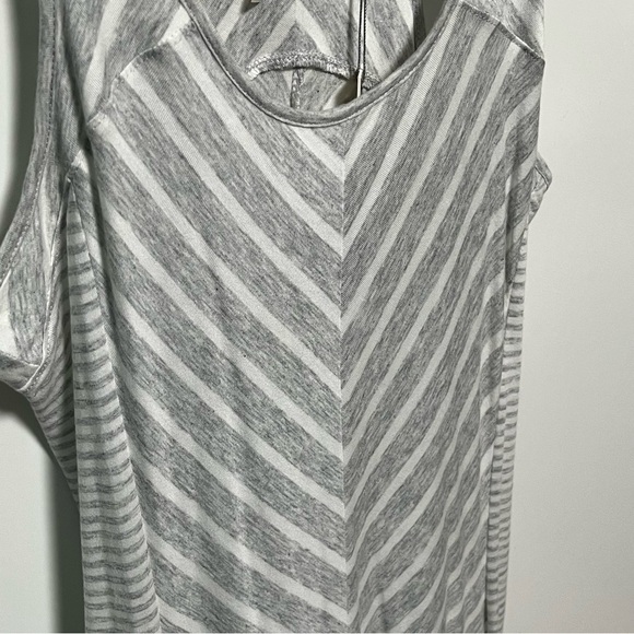 Lauren Conrad Gray white stripes Sleeveless Racerback cotton/modal Maxi dress - Picture 2 of 9